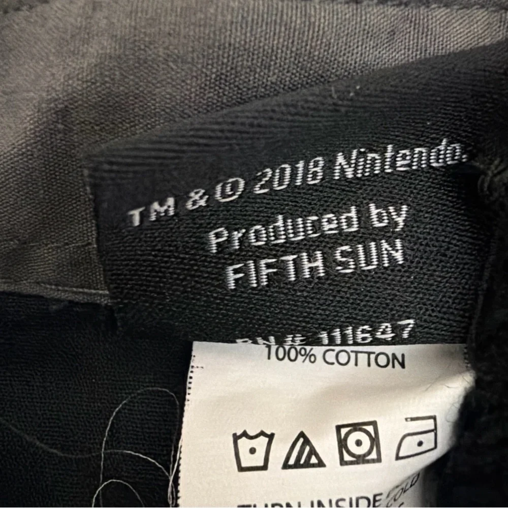 2018 Nintendo Super Mario Bros Black Button Up Shirt L Mushrooms Stars Shells - Picture 10 of 10